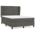 Cama box spring con colchón terciopelo gris oscuro 140x200