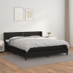 Cama box spring con colchón cuero sintético negro 160x200 cm