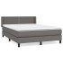 Cama box spring con colchón cuero sintético gris 140x190