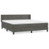 Cama box spring con colchón terciopelo gris oscuro 180x200