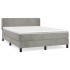 Cama box spring con colchón terciopelo gris claro 140x190