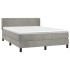 Cama box spring con colchón terciopelo gris claro 140x190