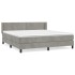 Cama box spring con colchón terciopelo gris claro 160x200