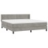 Cama box spring con colchón terciopelo gris claro 160x200