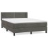 Cama box spring con colchón terciopelo gris oscuro 140x190