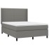 Cama box spring con colchón tela gris oscuro 140x190