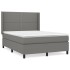 Cama box spring con colchón tela gris oscuro 140x200