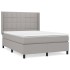 Cama box spring con colchón tela gris claro 140x190