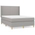 Cama box spring con colchón tela gris claro 140x190