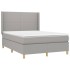 Cama box spring con colchón tela gris claro 140x190