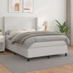 Cama box spring con colchón cuero sintético blanco 140x190 cm