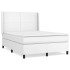 Cama box spring con colchón cuero sintético blanco 140x190