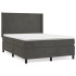 Cama box spring con colchón terciopelo gris oscuro 140x190