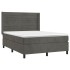 Cama box spring con colchón terciopelo gris oscuro 140x190