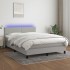 Cama box spring con colchón tela y LED gris claro 140x190