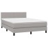 Cama box spring con colchón tela y LED gris claro 140x190