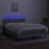 Cama box spring con colchón tela y LED gris claro 140x190