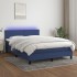 Cama box spring con colchón y LED tela azul 140x200