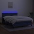 Cama box spring con colchón y LED tela azul 140x200