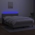 Cama box spring colchón y luces LED tela gris claro 140x190