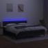 Cama box spring colchón y luces LED tela negro 160x200