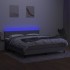 Cama box spring colchón y luces LED tela gris claro 160x200