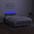 Cama box spring con colchón tela y LED gris claro 120x200