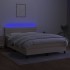 Cama box spring colchón y luces LED tela crema 140x200