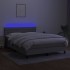 Cama box spring colchón y luces LED tela gris claro 140x200