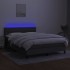 Cama box spring colchón y luces LED tela gris oscuro 140x200