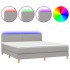 Cama box spring con colchón tela y LED gris claro 160x200