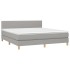 Cama box spring con colchón tela y LED gris claro 160x200