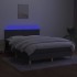 Cama box spring colchón y luces LED tela gris oscuro 140x190