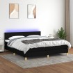 Cama box spring con colchón LED tela negro 160x200 cm