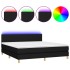 Cama box spring con colchón LED tela negro 160x200