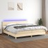 Cama box spring con colchón y LED tela crema 200x200