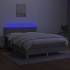 Cama box spring colchón y luces LED tela gris claro 140x200