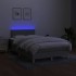 Cama box spring con colchón tela y LED gris claro 120x200