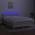 Cama box spring con colchón y LED tela crema 140x200