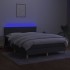 Cama box spring colchón y luces LED tela gris oscuro 140x200