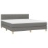 Cama box spring con colchón y LED tela gris oscuro 160x200