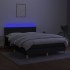 Cama box spring colchón y luces LED tela negro 140x190