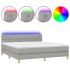 Cama box spring con colchón tela y LED gris claro 160x200