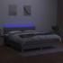 Cama box spring con colchón tela y LED gris claro 160x200