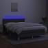 Cama box spring colchón y luces LED tela gris oscuro 140x190