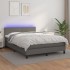 Cama box spring colchón y LED cuero sintético gris 140x200