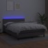 Cama box spring colchón y LED cuero sintético gris 140x200