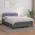 Cama box spring colchón y LED cuero sintético gris 140x190