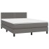 Cama box spring colchón y LED cuero sintético gris 140x190