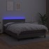 Cama box spring colchón y LED cuero sintético gris 140x190